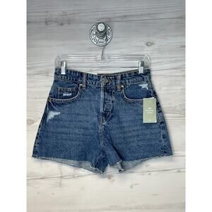 H&M Jean Shorts Womens 6 Blue Denim Cut Off High Rise Cotton